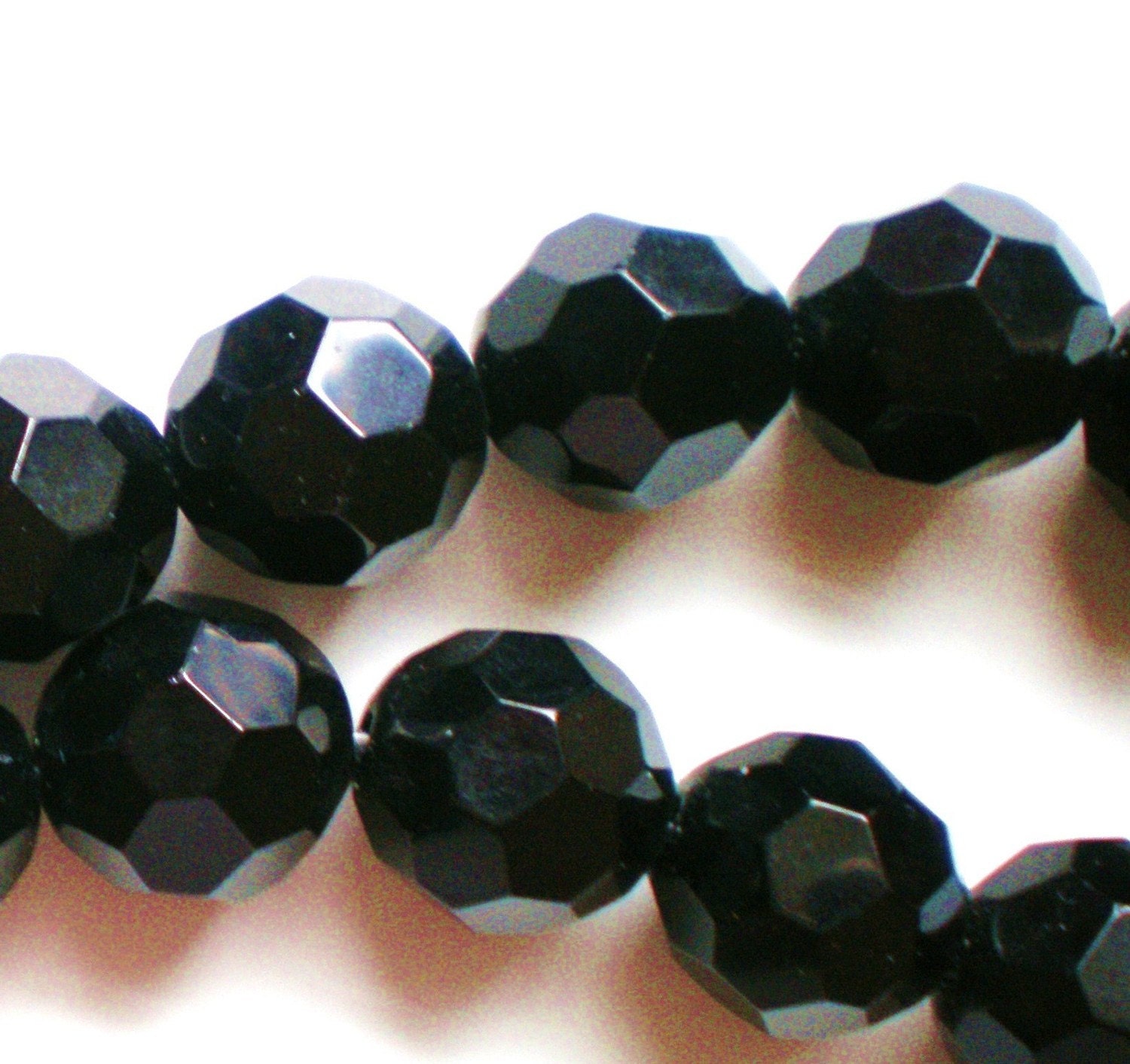 18 Glass beads jet black faceted crystal beads jewelry supply