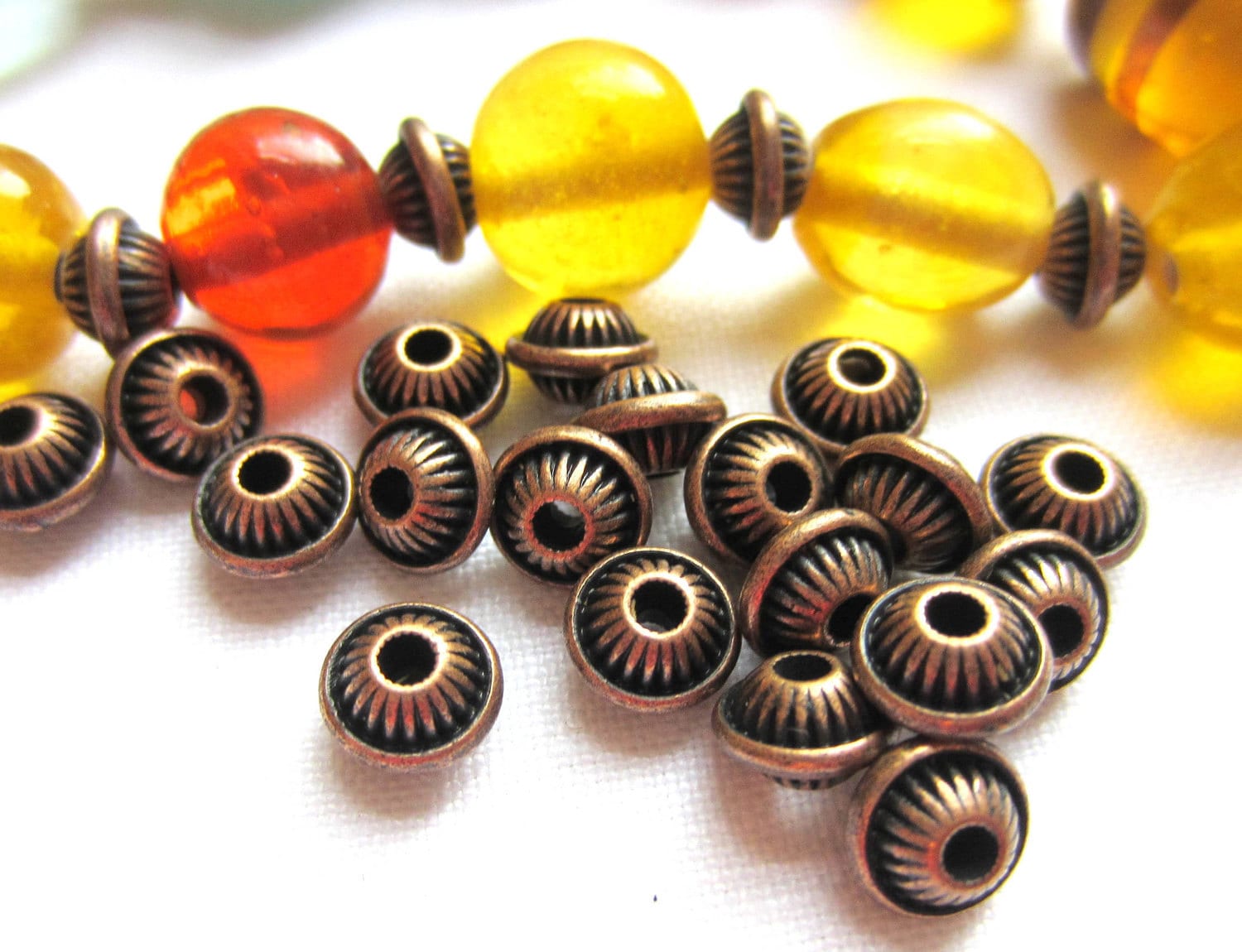 30 Beads copper spacers jewelry making supply 7mm 5mm MNB