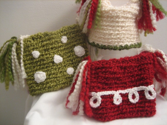 Christmas Crocheted Jester Hat for Baby with Tassels in Green