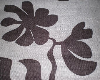 New SCHUMACHER FABRIC Linen Brown Oak Leaves Leaf