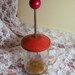 Antique Red Top Lid Nut Chopper Kitchen Retro Glass
