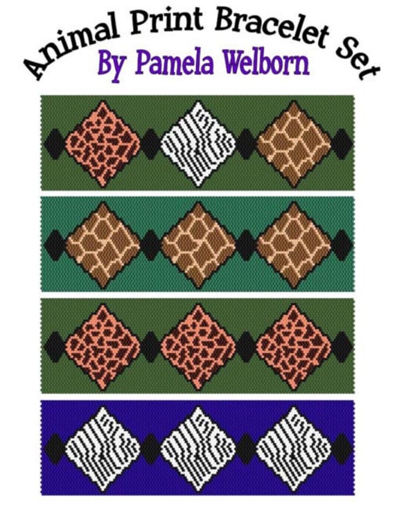 Items similar to Animal Print Bracelet Set Beading Patterns Instant ...