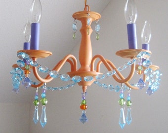 Petite Sherbet and blueberry Nursery Chandelier MADE-TO-ORDER