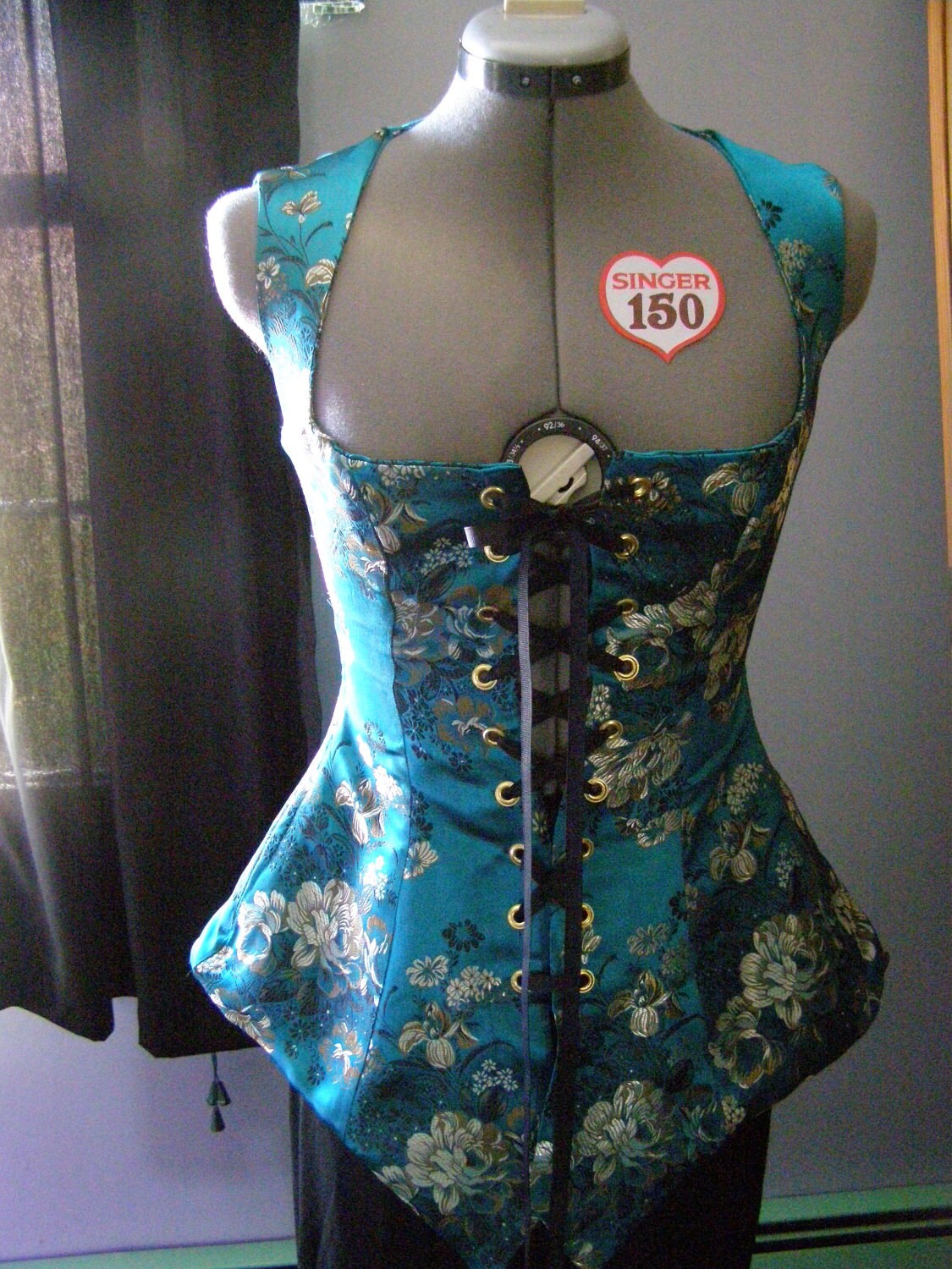 Silk Brocade Renaissance corset costume bodice.