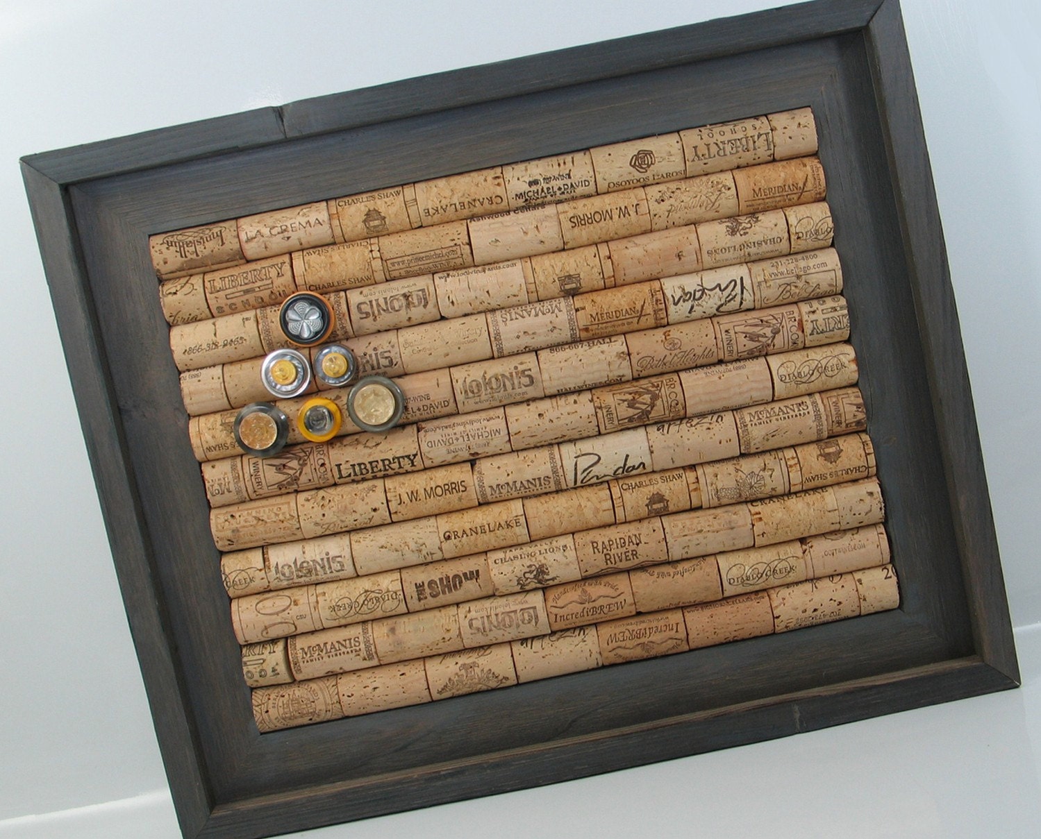 Wine Cork Bulletin Board in Primitive Frame