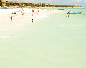 gift under 50 Beach Photography ocean art beach photograph mint green seashore beach house modern fine art 8x8 cottage chic carribean