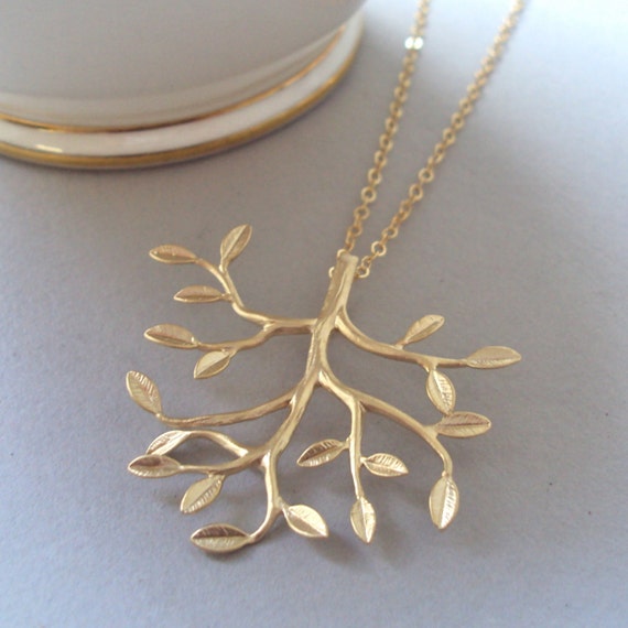 Gold Tree necklace with gold filled chain