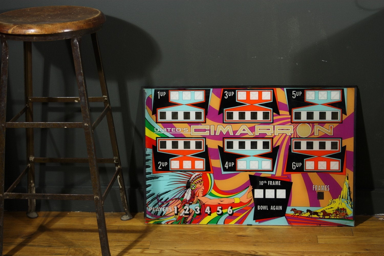 Pinball Machine Back Glass United's Cimarron