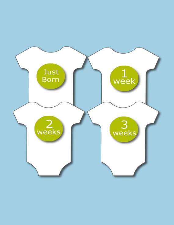 Set of 4 Stickers...First Month...Just Born 1 week 2 weeks