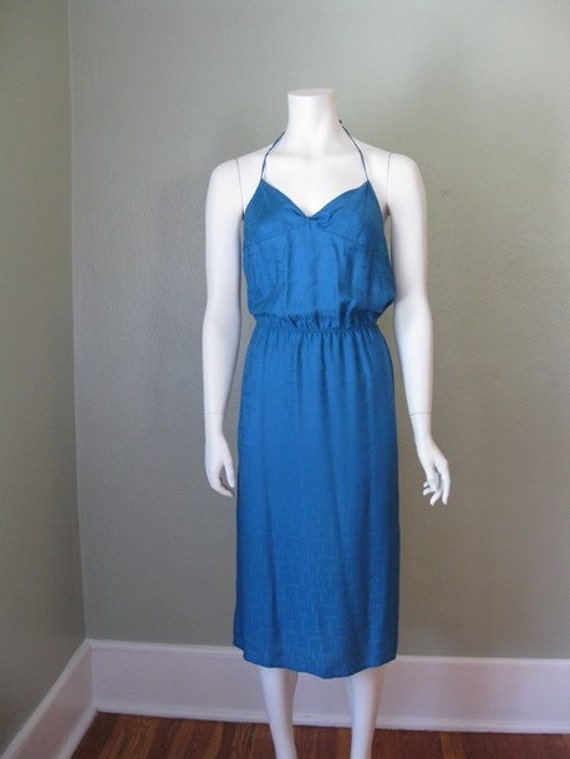 70s SILK TEAL SUNDRESS by Kenar size small by sillyrabbitvintage