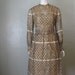 Sale 60s TAUPE PAISLEY cocktail dress with gold metallic thread size medium