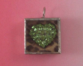 Shadowbox Pendant with Green Heart