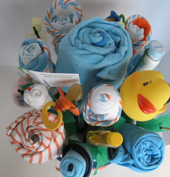Large Baby Boy Bath Gift Set 20 Piece Baby Bouquet
