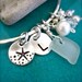 Sea glass and starfish hand stamped charms bracelet with initial