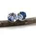 Broken China Jewelry -Earring Studs - Recycled Plates - Sapphire Blue Flowers