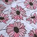 Vintage Bed Sheet - Black Eye Susan FLowers in Pink - Queen Flat NOS