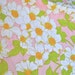 Vintage Bed Sheet - White and Orange Flowers on Pink - Queen Fitted