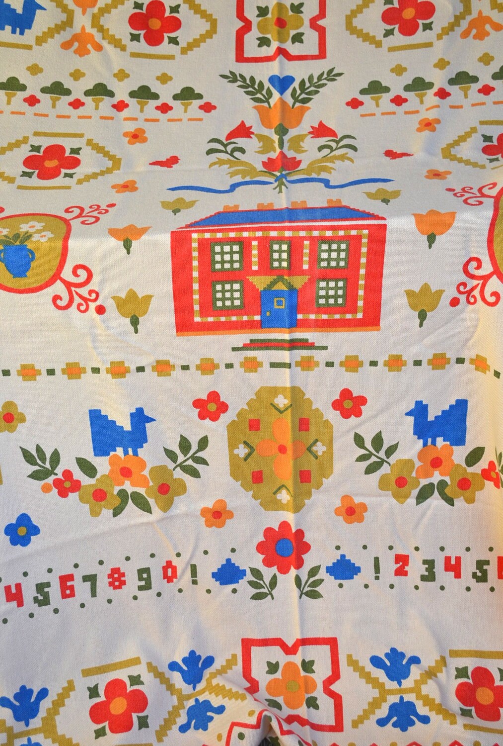 Vintage Cotton Knit Bedspread Americana Folk Art by pumpkintruck