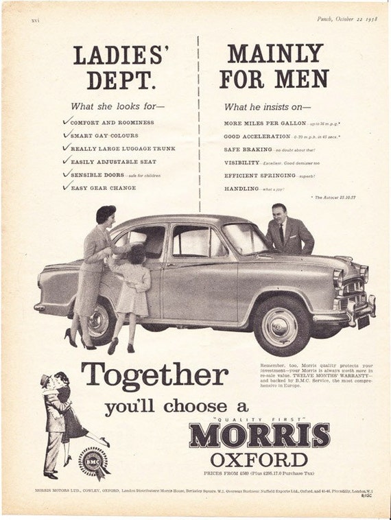 1958 ad Morris Oxford vintage car Punch magazine auto advert