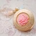 Rose cameo petite oval vintage charm mint swarovski crystal pearl vintage round locket gold filled necklace, gift for her, spring,