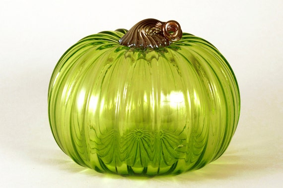 Green Glass Pumpkin round