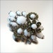 JULIANA Milk Glass Brooch - 1960s Vintage Jewelry - D&E Rhinestone Fleur de lis