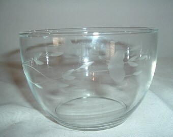 vintage clear etched glass bowl