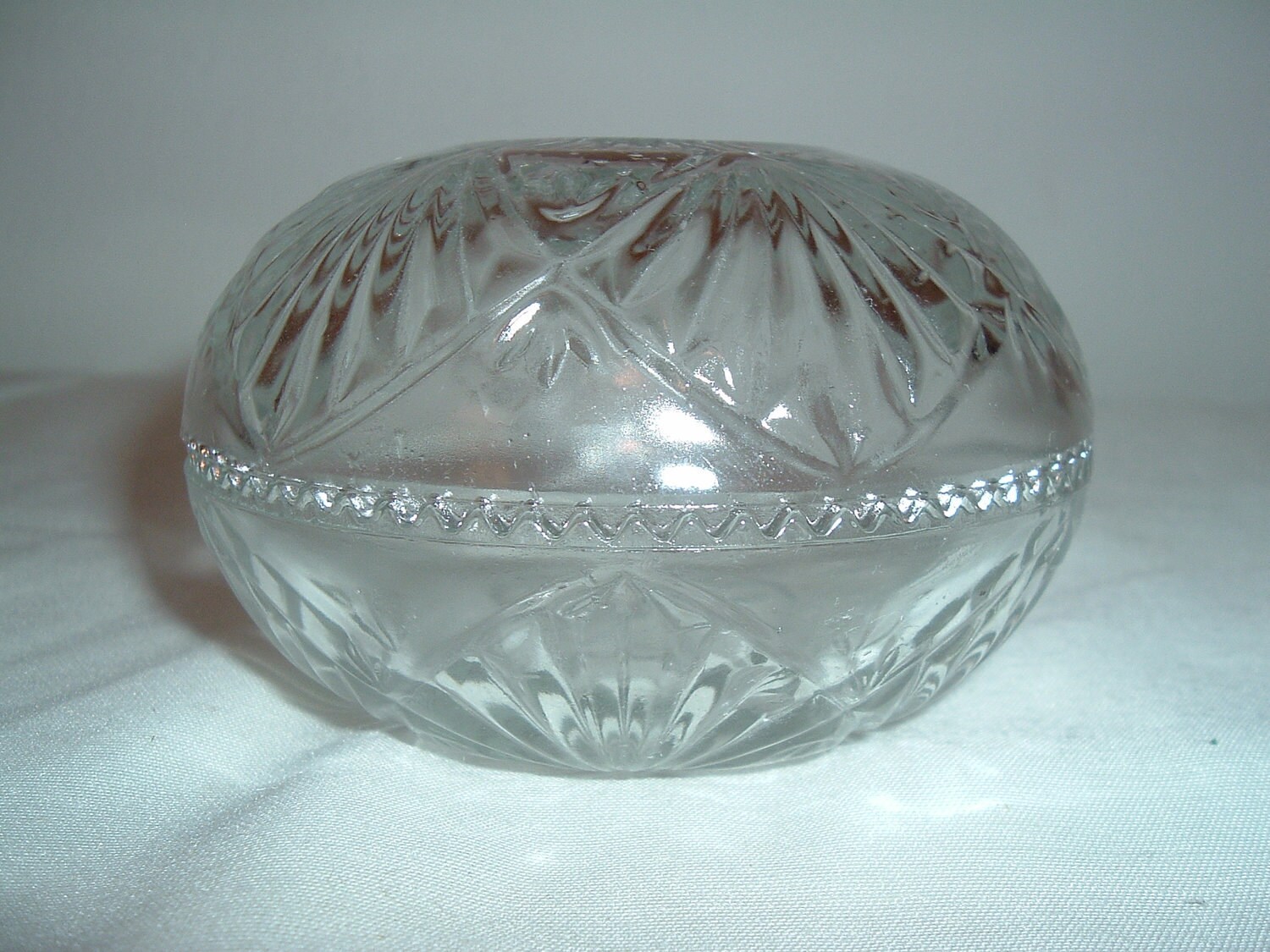 vintage crystal candy dish with lid