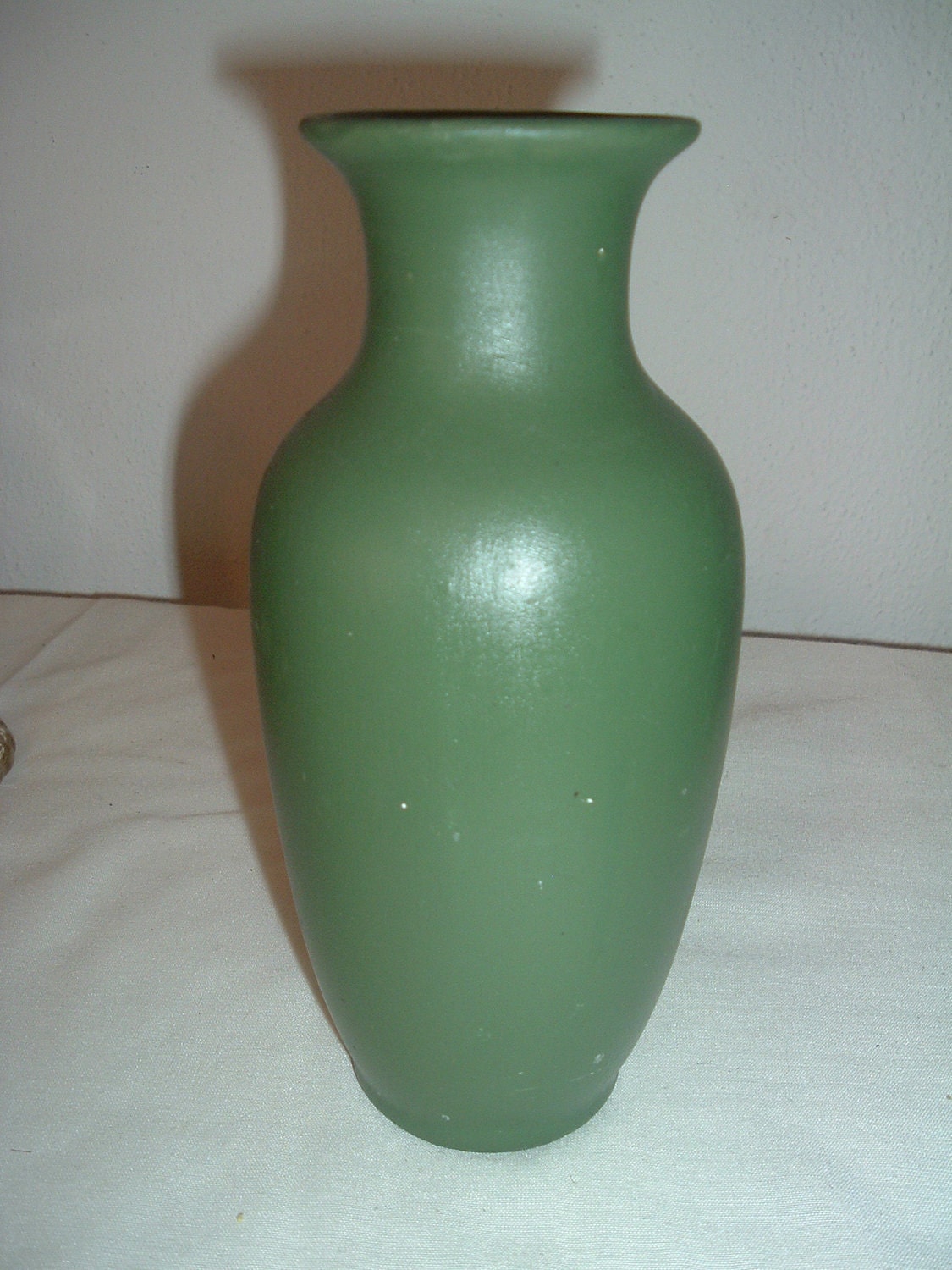 vintage green pottery vase