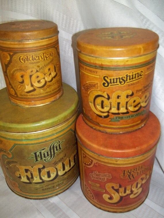 Tin Canister Set Advertising Vintage 1970's Advertising