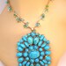 Vintage Necklace Lg Faux Turquoise Chunky 70s Statement BoHo Woodstock
