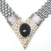 Vintage Necklace Cleopatras Art Deco Statement Wide Chunky Weaved Chain Rhinestones Encrusted Lg V