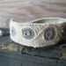 Cuff Bracelet / Embroidered Bracelet Boho Mirror Design In Grey and Natural Linen