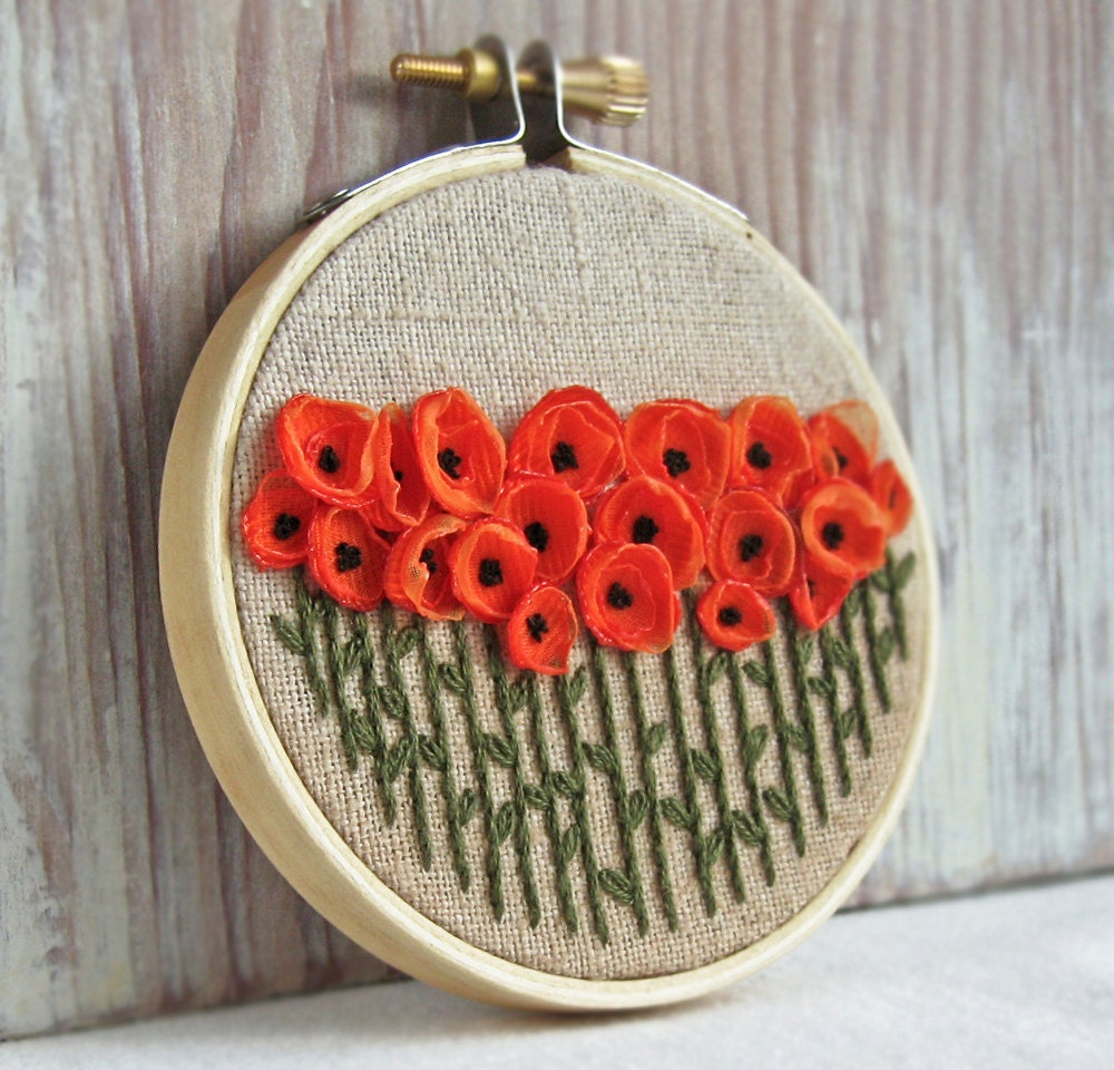 Download Orange Poppies Hand Embroidered Wall Decoration