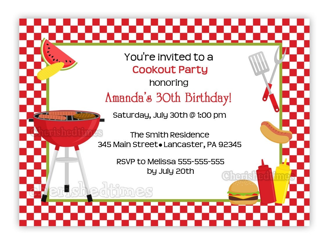 Cookout Any Birthday Invitation You Print