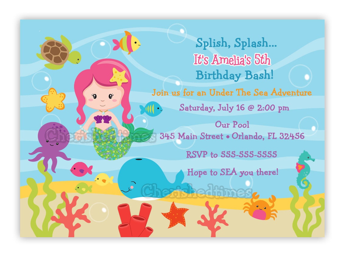 Under The Sea Birthday Invitations Free 1