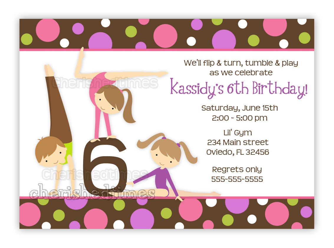 26 Gymnastics Party Invitations Gif US Invitation Template