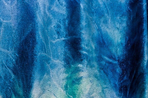 Ocean Blue Tie Dye With Blue Glitter Stretch Velvet Lycra 