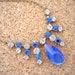 Art Deco Bridal Necklace, Vintage, Rhinestone, Wedding Jewelry, Blue, 1950s