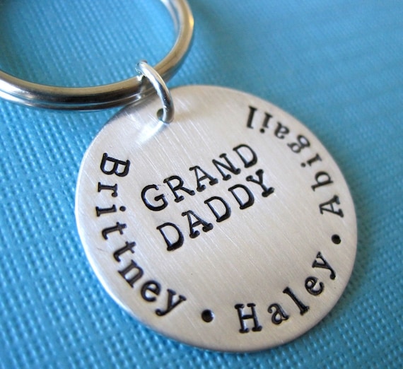 Perfect Gift For Grandfather for Fathers Day - Personalized Hand Stamped Key Chain By Hannah Design