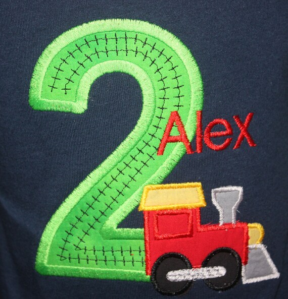 GreatStitch Train Birthday Shirt 1st Birthday 2nd Birthday 3rd Birthday Short Sleeve Navy Shirt Il_570xn