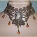 Brushed Brown Cameo with Dangel Bead Venise Lace Victorian Choker