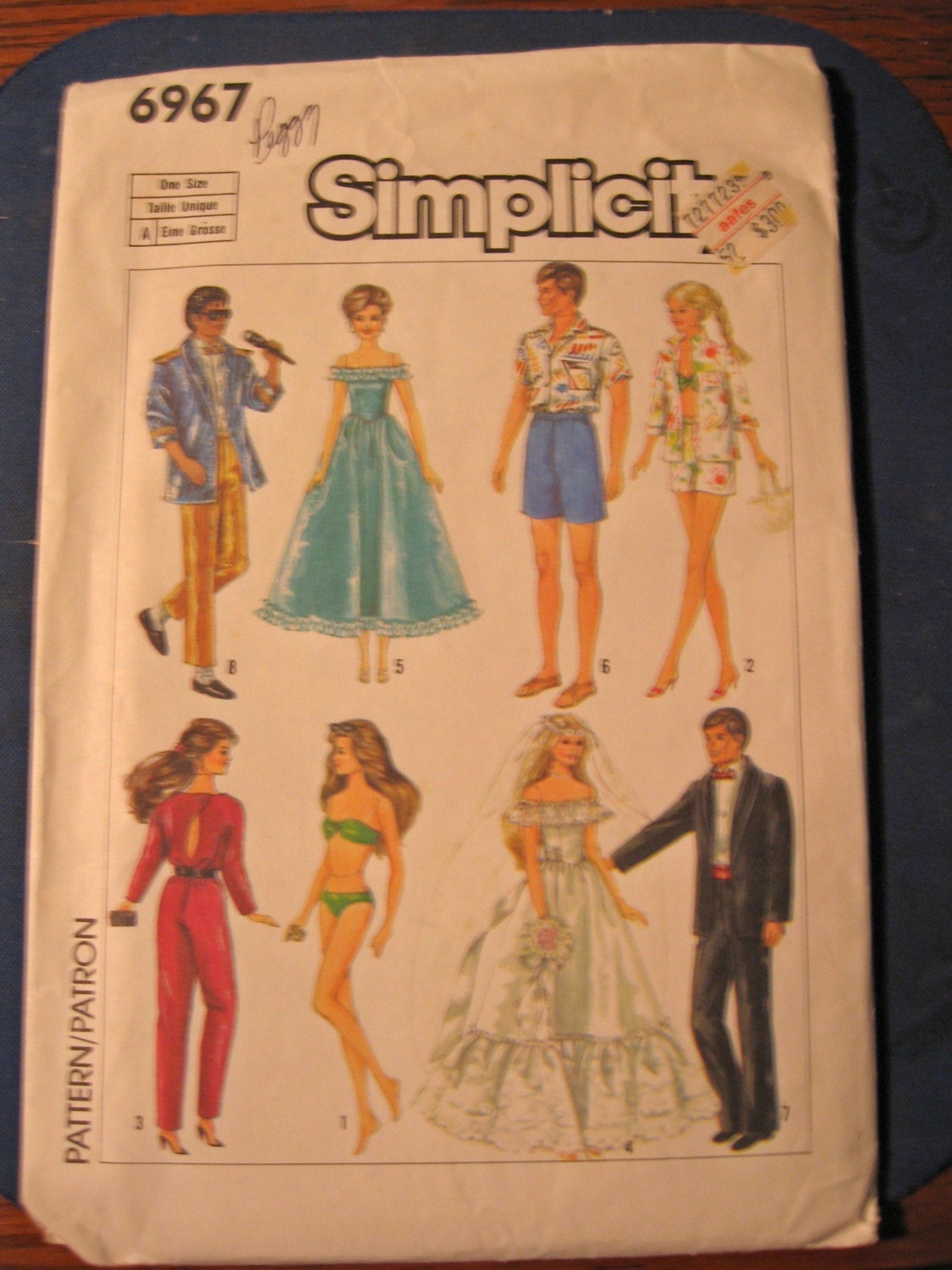 Vintage 1985 Simplicity Doll Clothes Pattern 6967 Uncut
