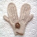 Mittens Oatmeal Off White Lace Eyelet Hand Knit Women Ladies Teens