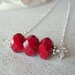 CLEARANCE 50% Off - Red Necklace, Sterling Silver Glass Necklace