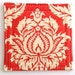 Set of 4 Coasters made w/ Designer fabric Orange Damask