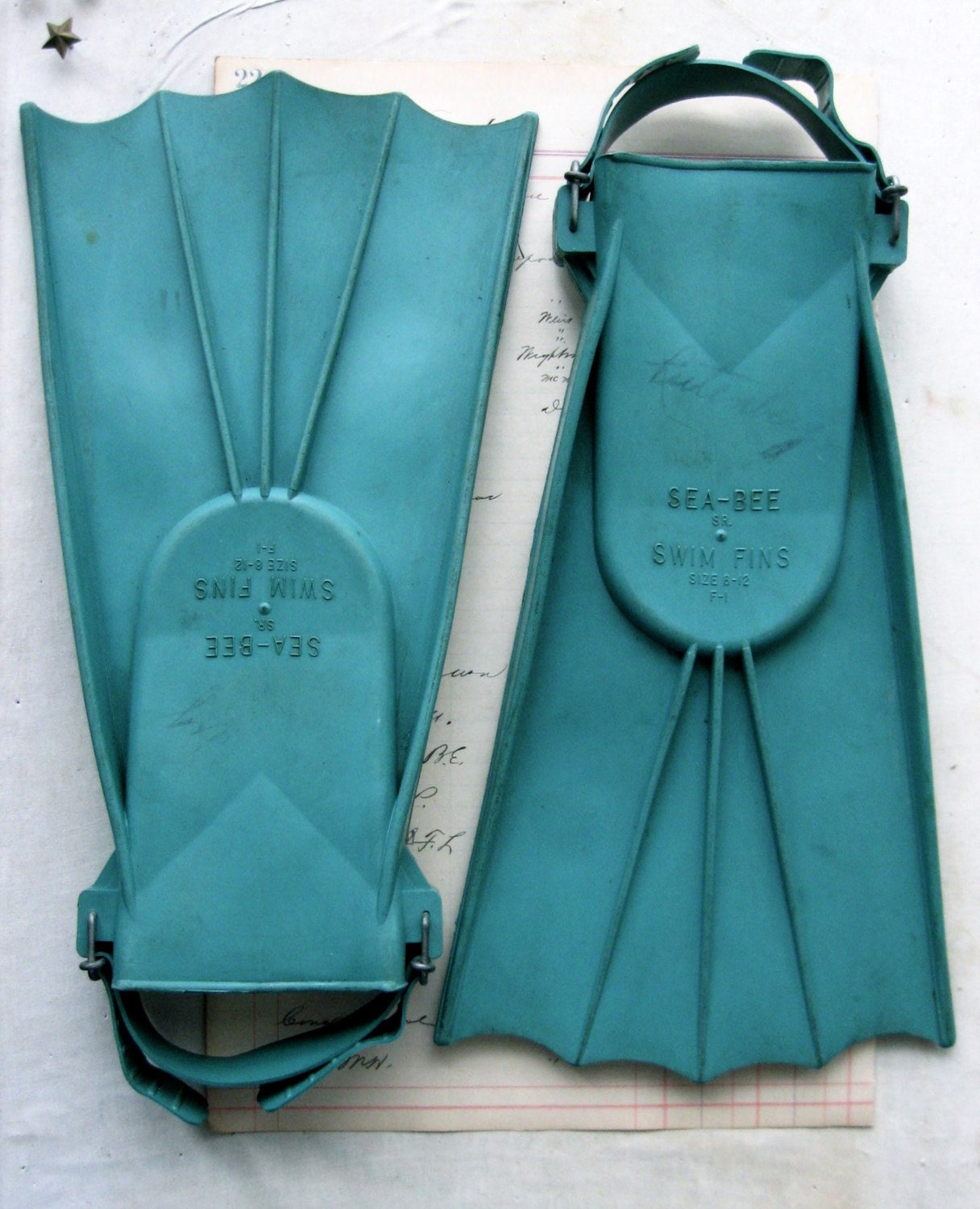 Vintage Turquoise Swim Fins