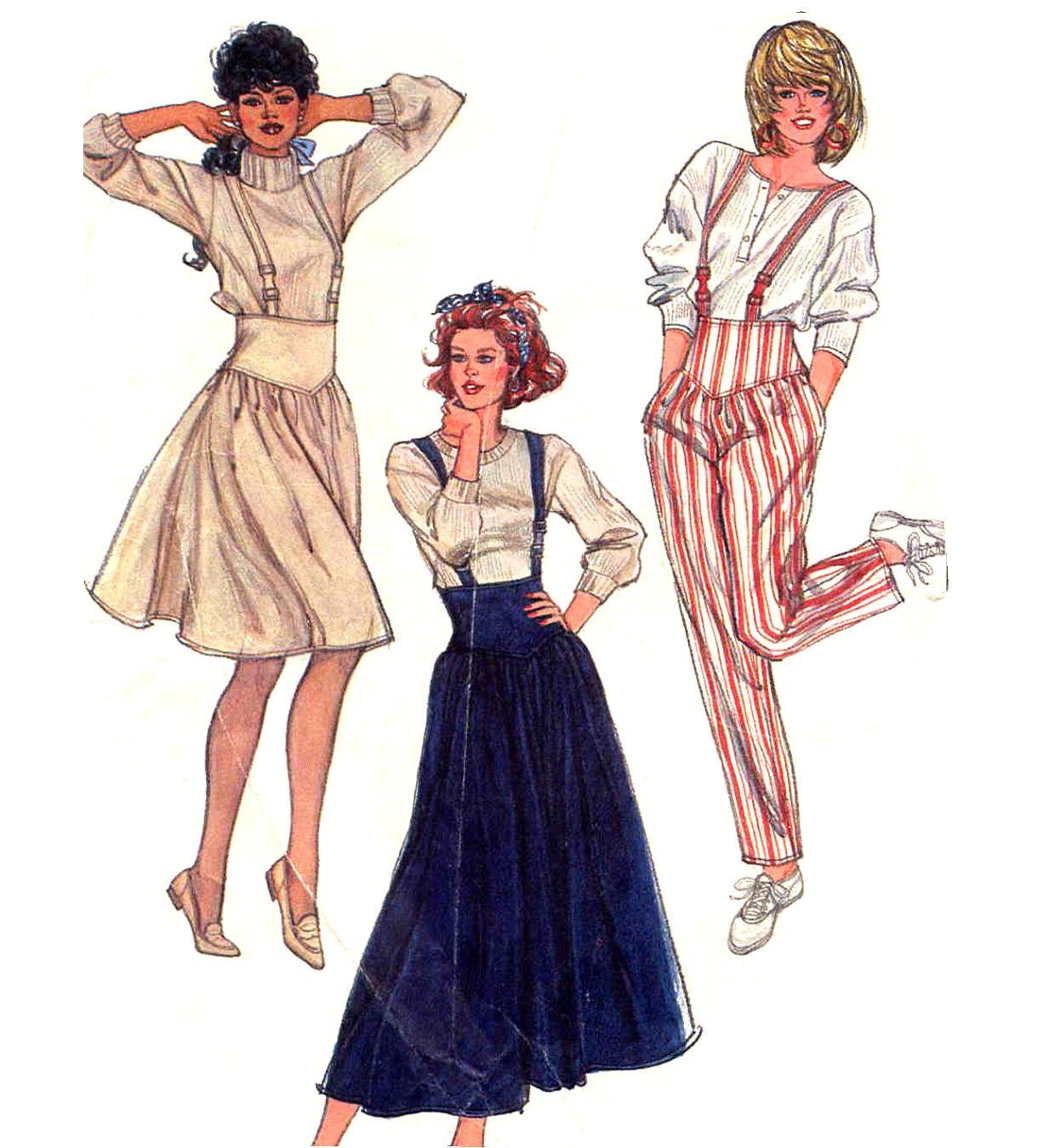 Vintage 1980s High Basque Waist Steampunk Suspender Skirt or