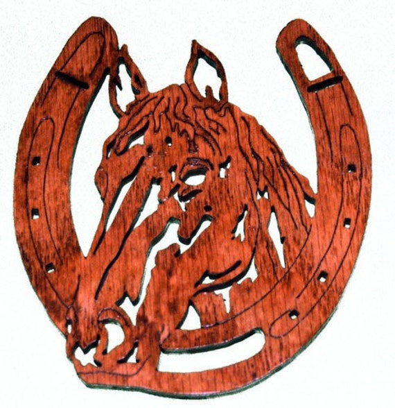 Items similar to Horse Head in a Horseshoe Scroll Saw Art on Etsy