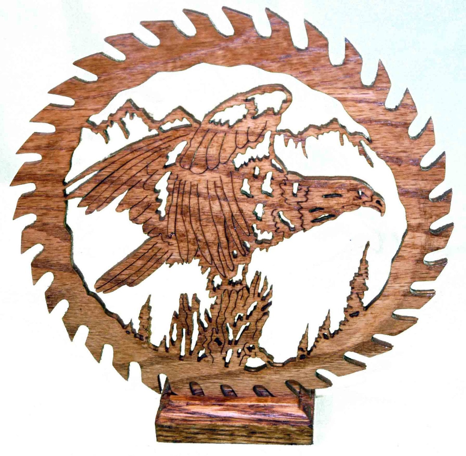 Scene with Eagle in a Saw Blade Scroll Saw Art